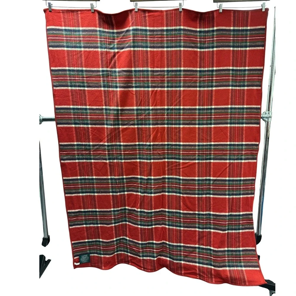 Lauren Ralph Lauren Holiday Plaid Cotton Fleece‎ Throw Blanket Red 57 x 70